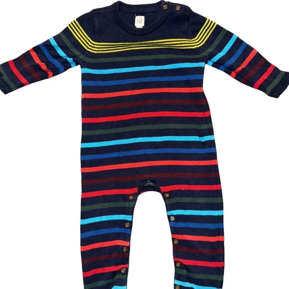 Baby GAP Multicolor Striped Kids Footies 100% Cotton 18-24 Months - Picture 2 of 12